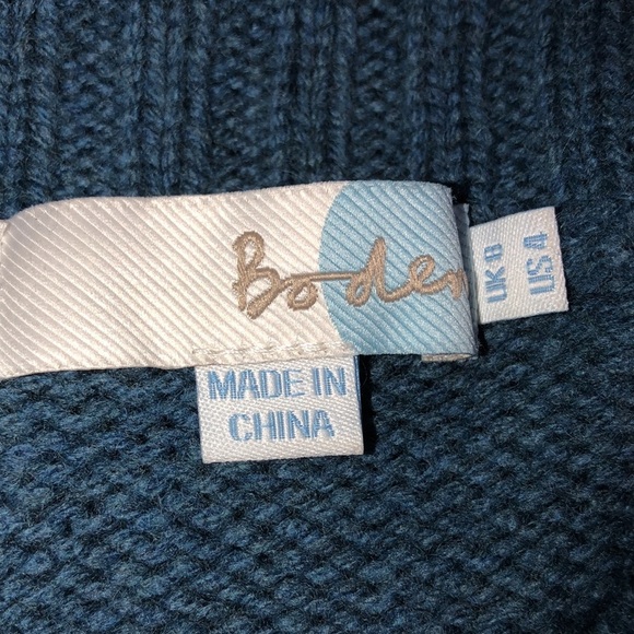 Boden size 4 turquoise wool sweater cardigan with pockets - Picture 6 of 7